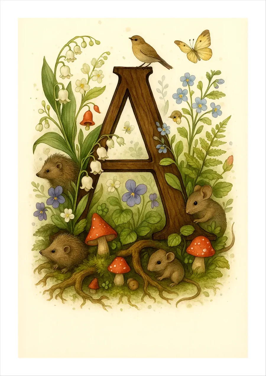Personalizowana metryczka z literą A – Baśniowy Las